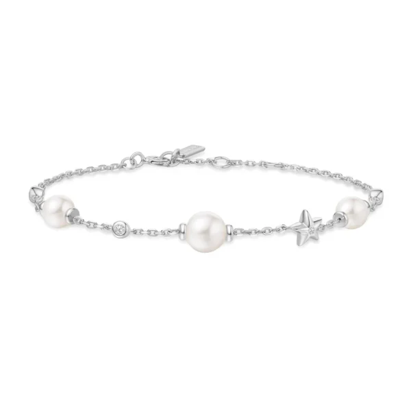 Bracelet en argent avec perles et étoiles